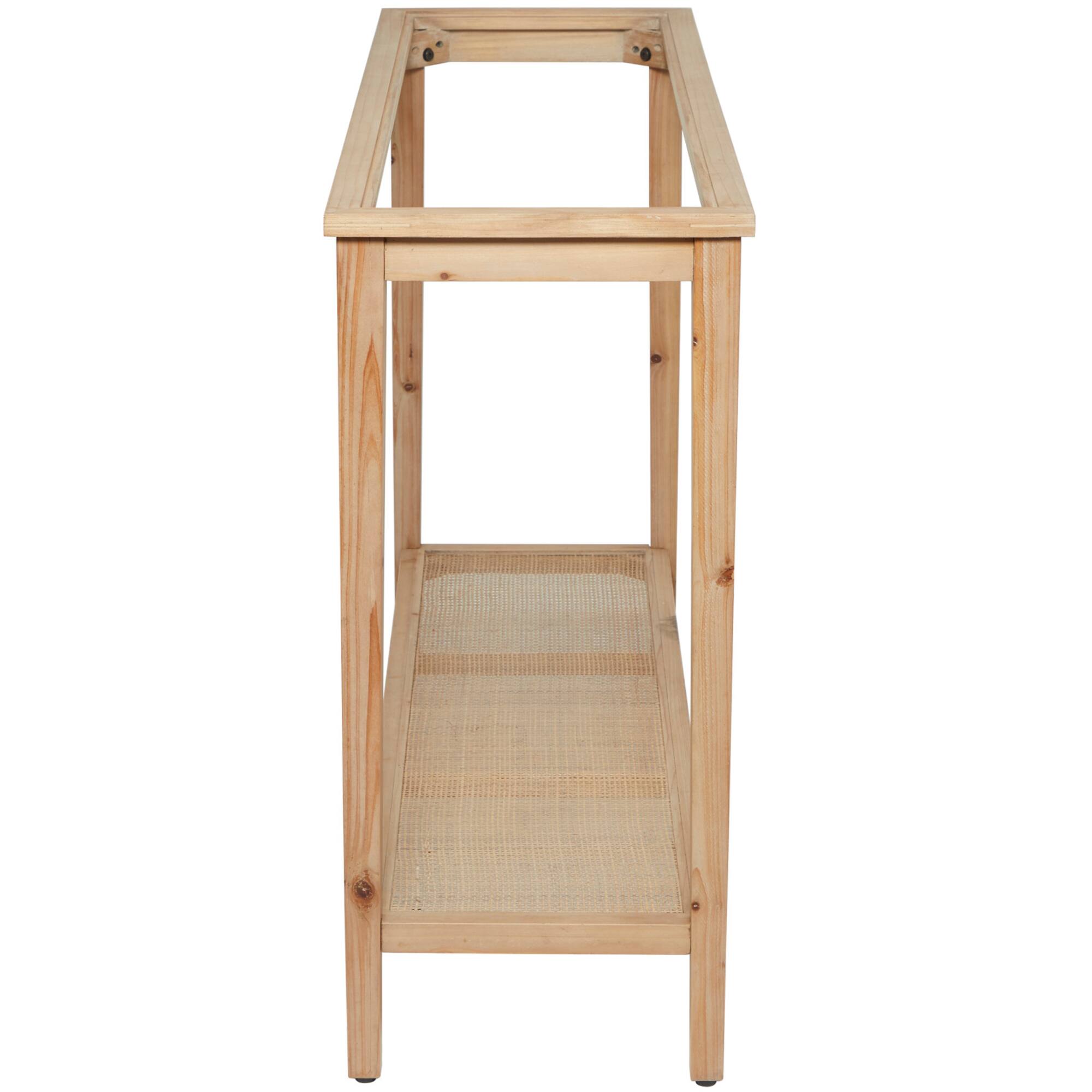 32" Natural Brown Wood Shelf Console Table